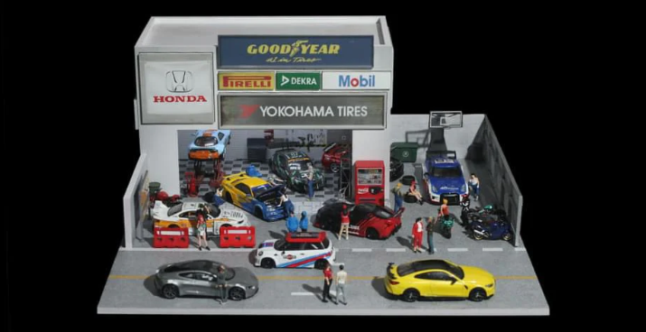 1:64 Car Modification Shop w/ LED Lighting