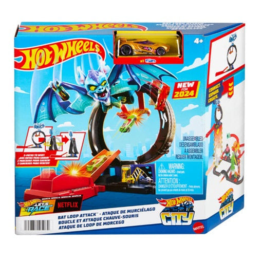 Hot Wheels City Nemesis Bat Loop Playset with 1pc 1:64 Scale Basic Car and Adjustable Track