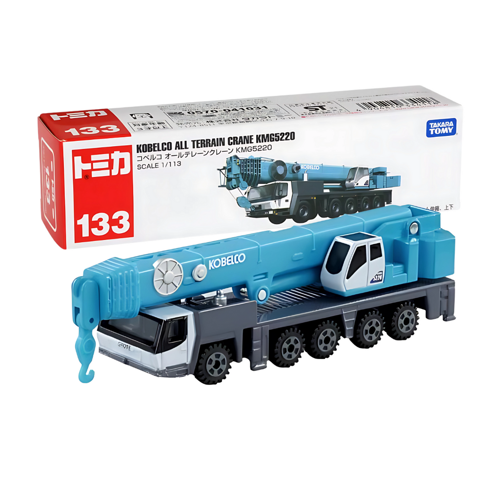 Tomica Long No.133 Grue Tout-terrain Kobelco KMG5220 - Modèle Réduit Neuf, échelle 1/64, Japon