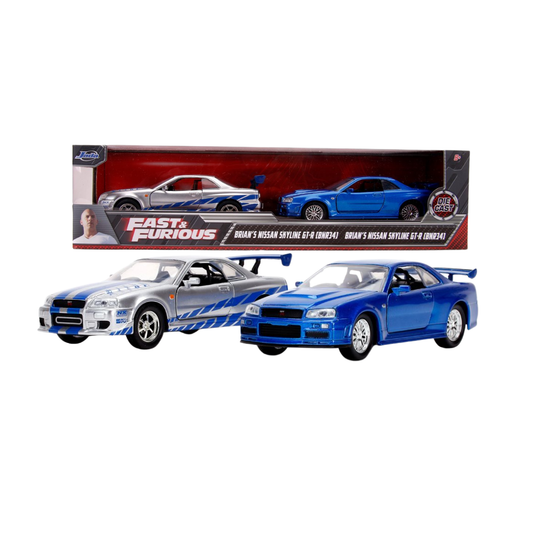 JADA FAST AND FURIOUS: Twin Pack Brian's Nissan Skyline GTR (R34)